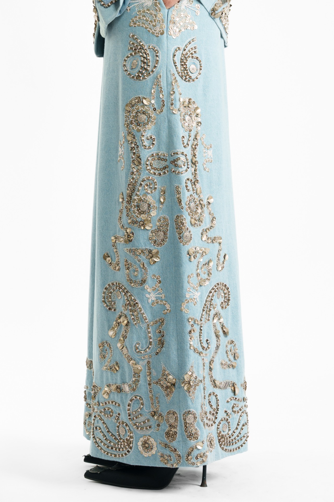 Embroidered Denim Trouser