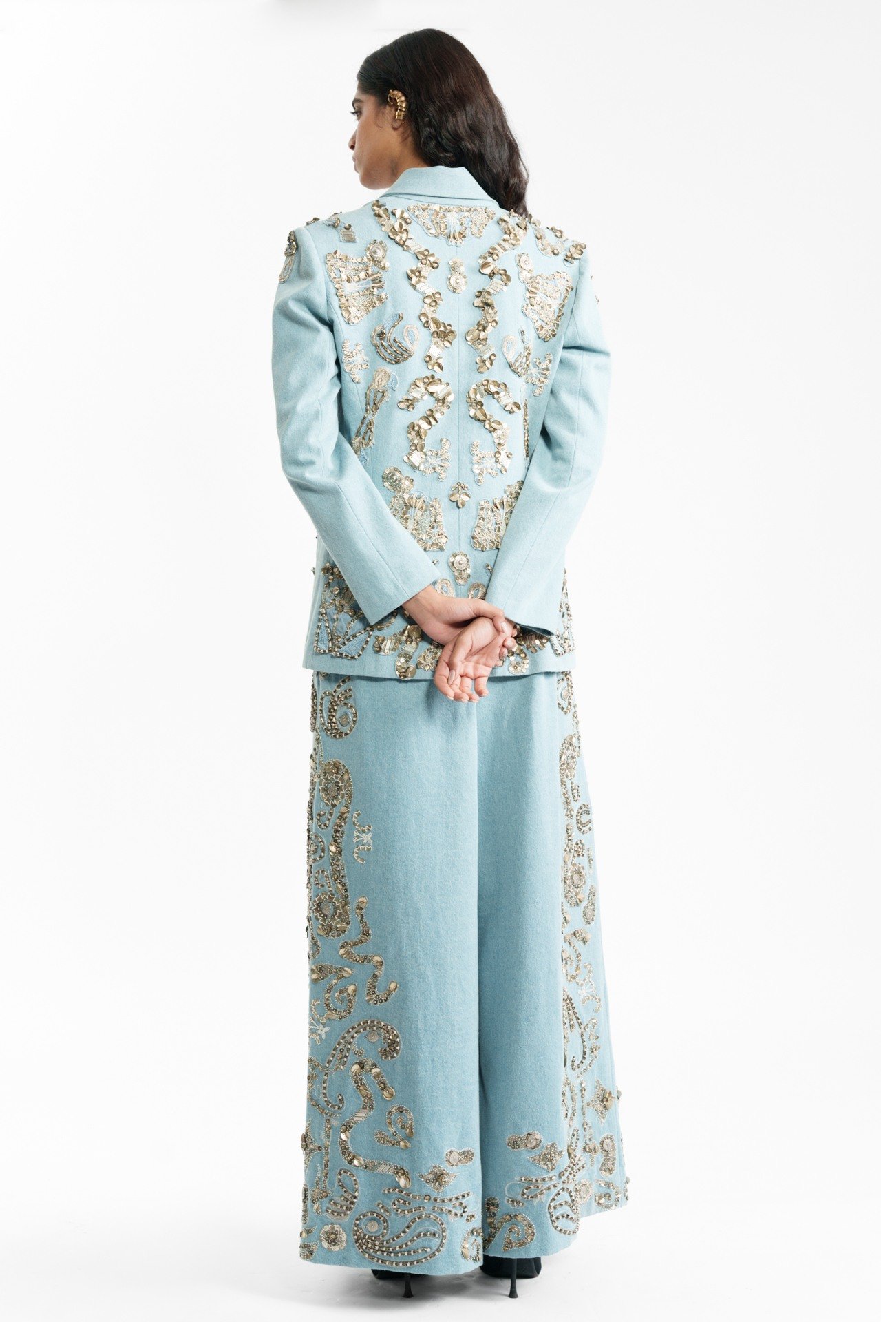 Embroidered Denim Trouser