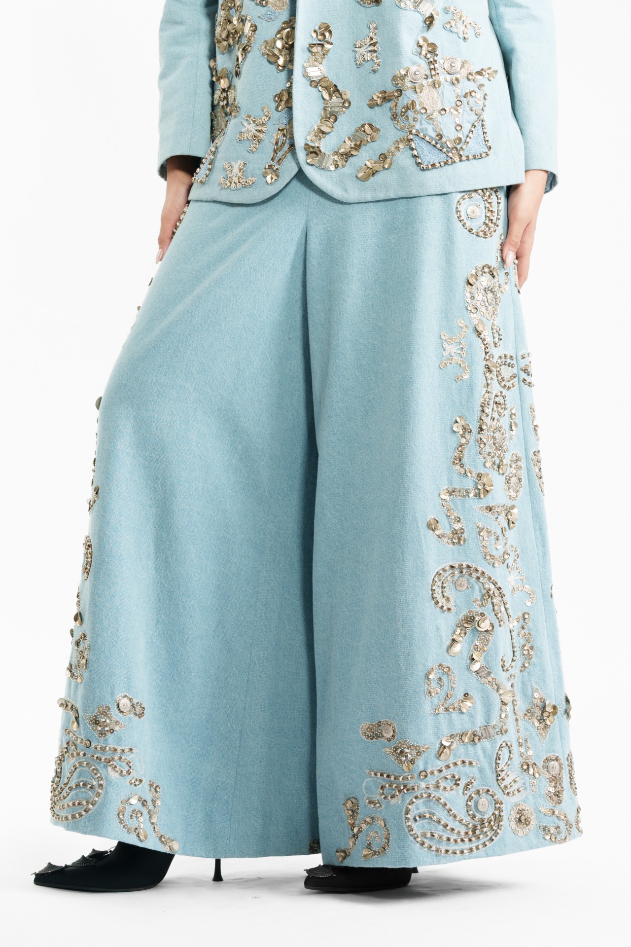 Embroidered Denim Trouser