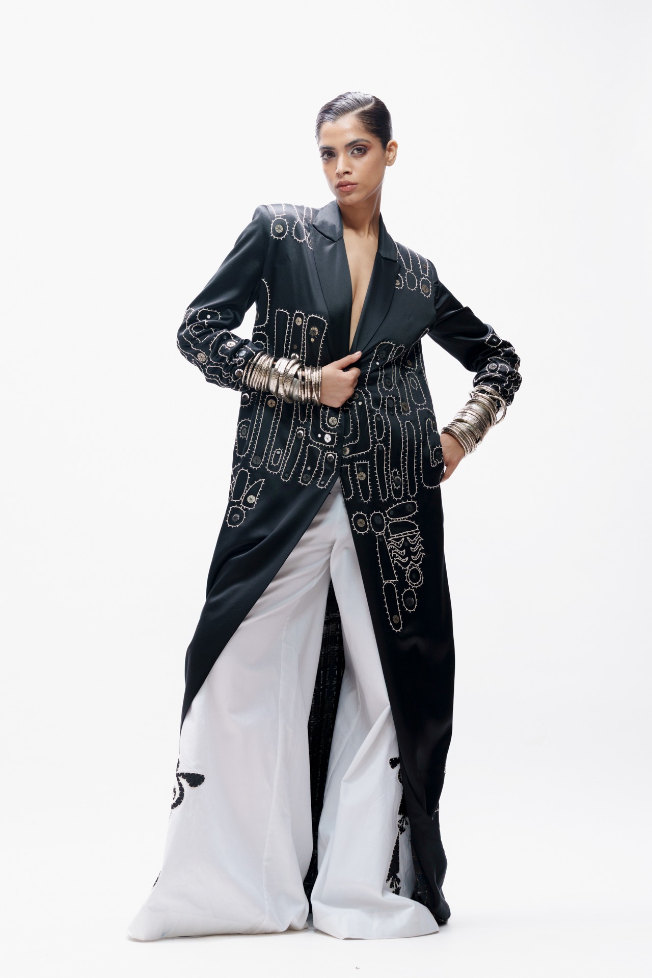 Tribal Dori and Appliqué Long Jacket