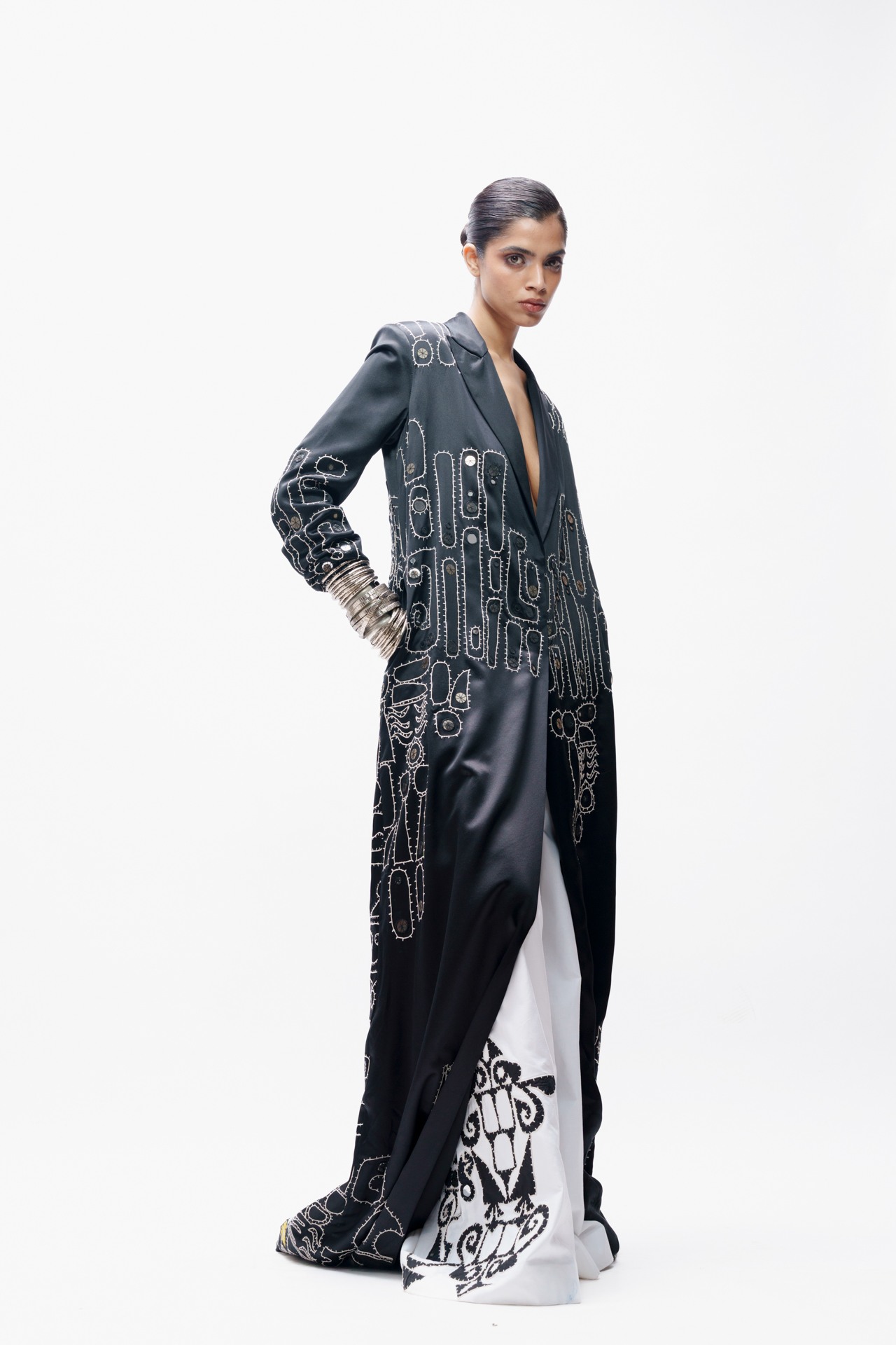 Tribal Dori and Appliqué Long Jacket