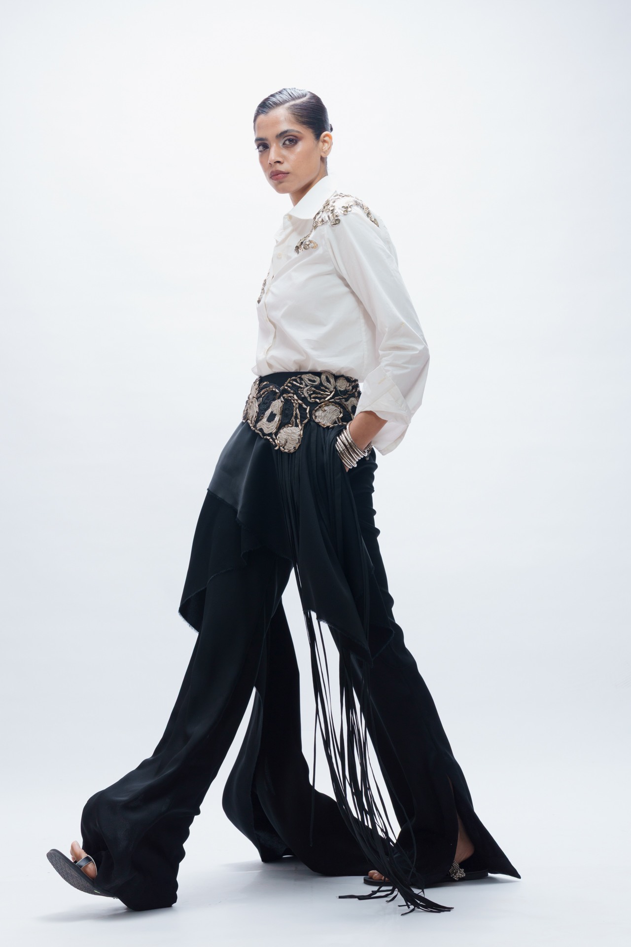 Shirt and Pant with Embroidered Waistband Set