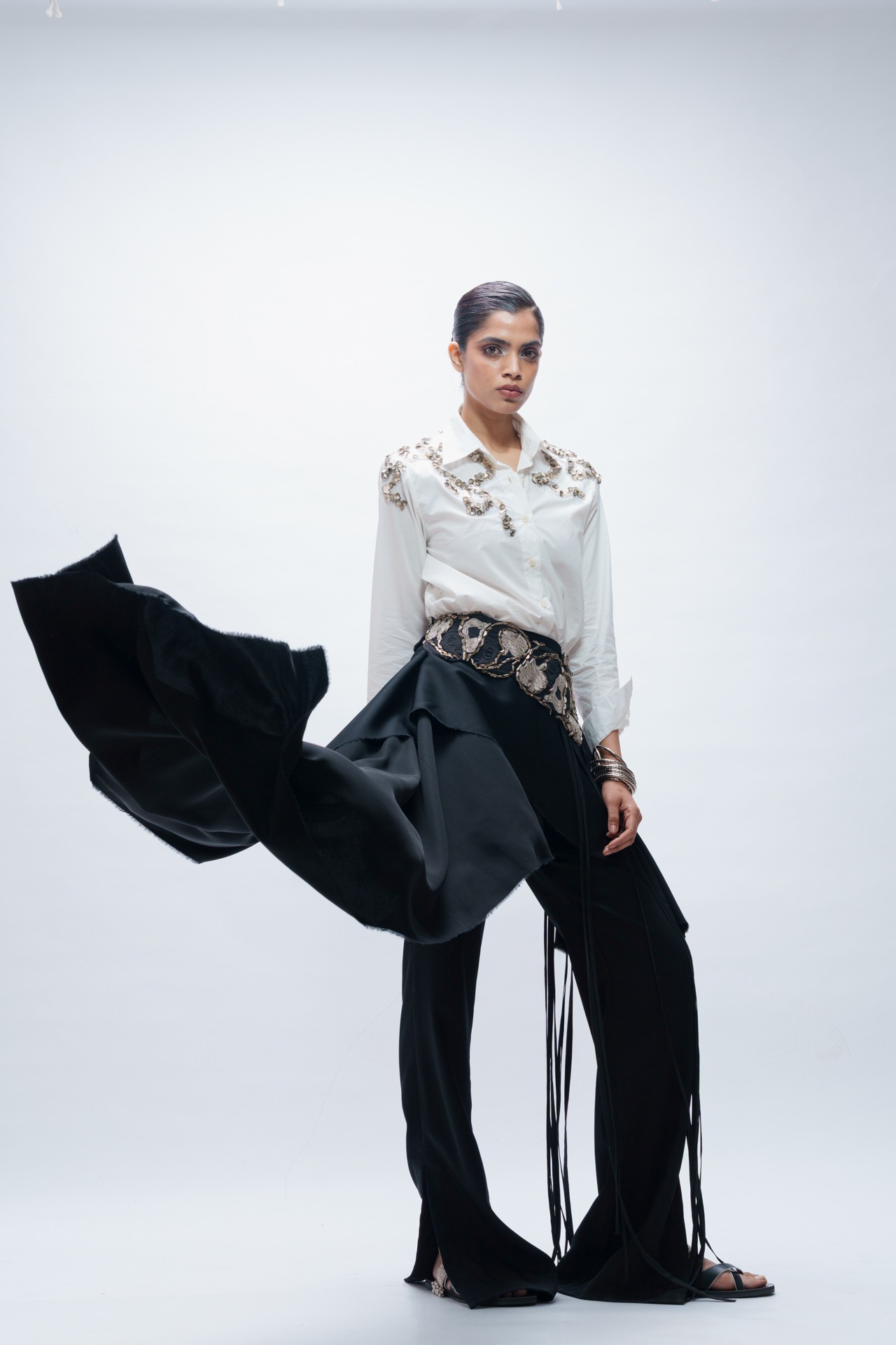 Shirt and Pant with Embroidered Waistband Set