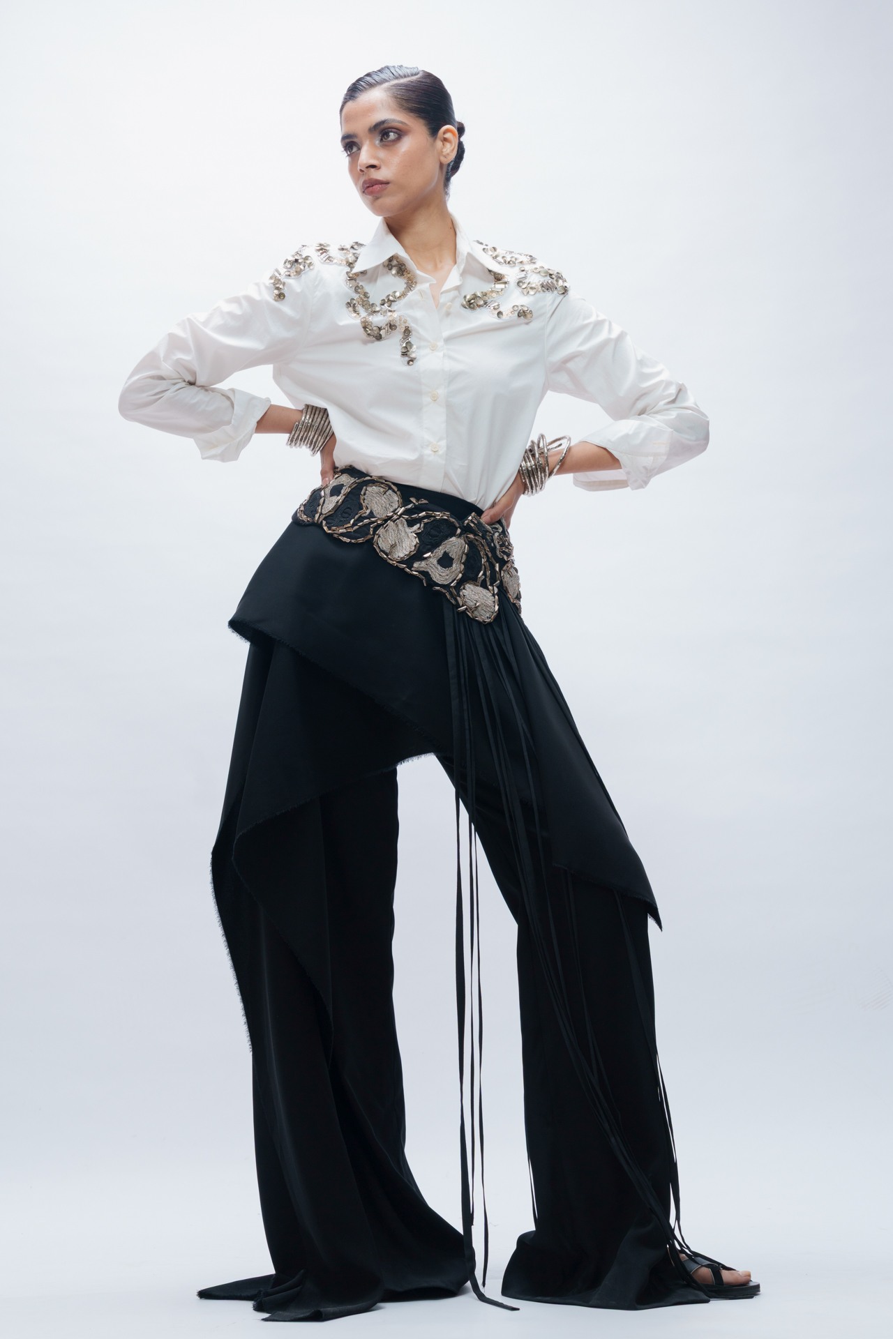 Shirt and Pant with Embroidered Waistband Set