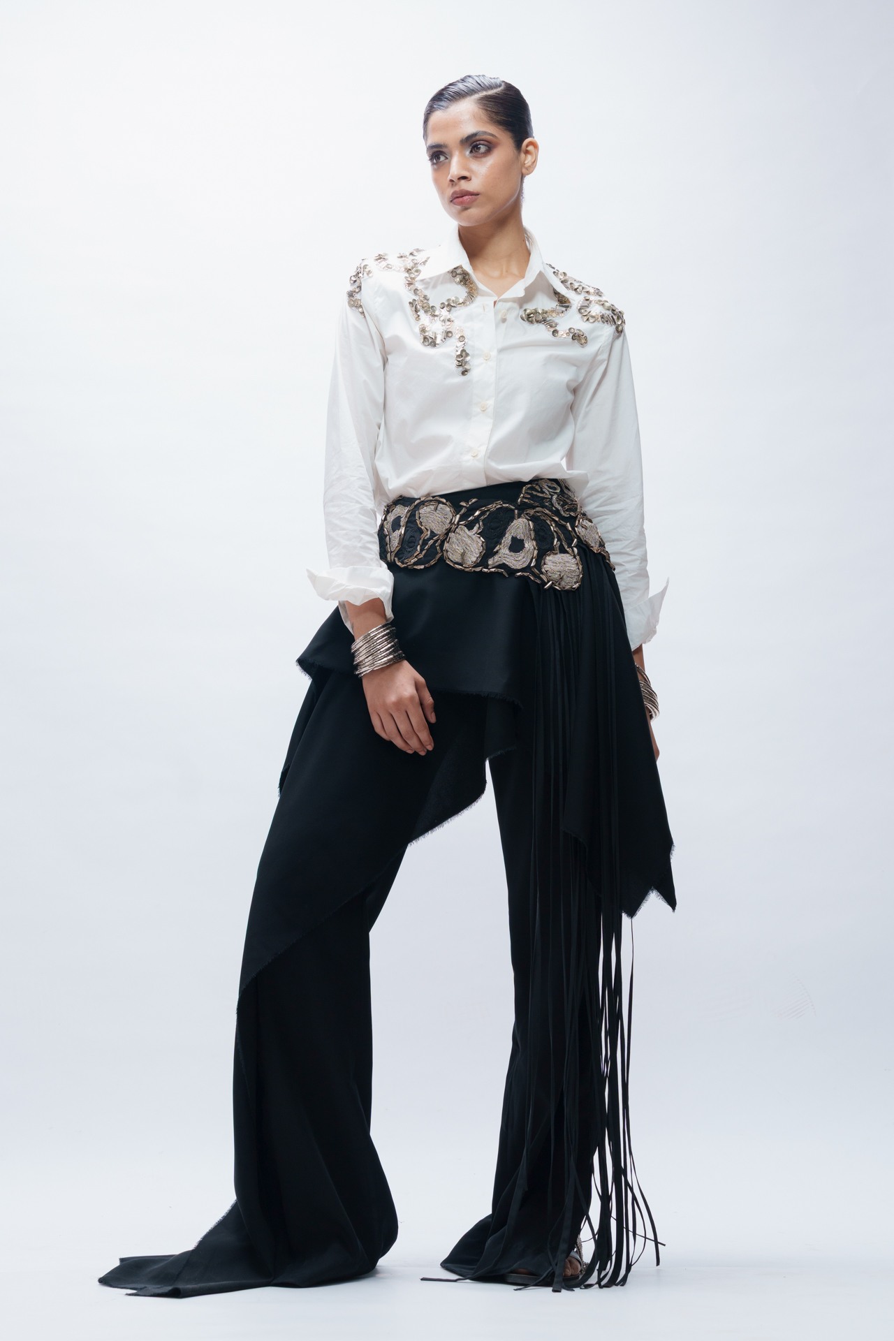 Shirt and Pant with Embroidered Waistband Set