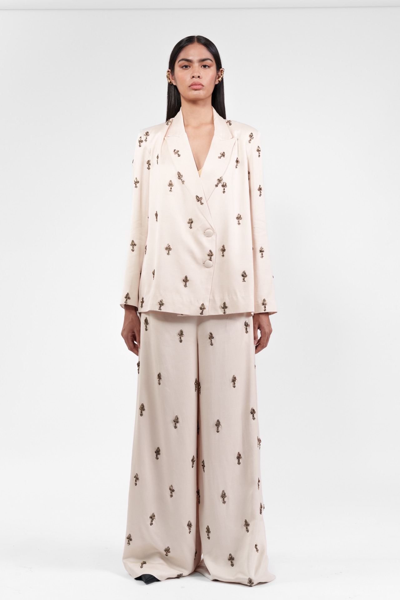 Embroidered Blazer and Trouser Set