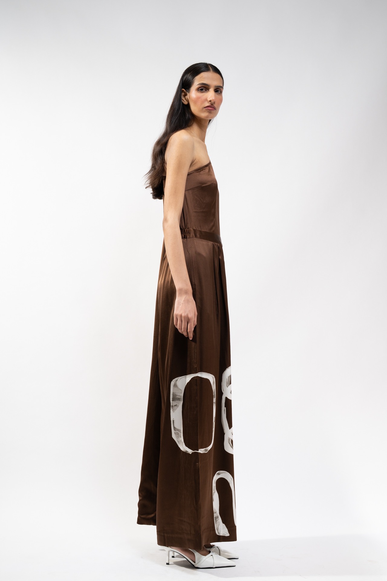 Abstract Print Silk Jumpsuit with Palla