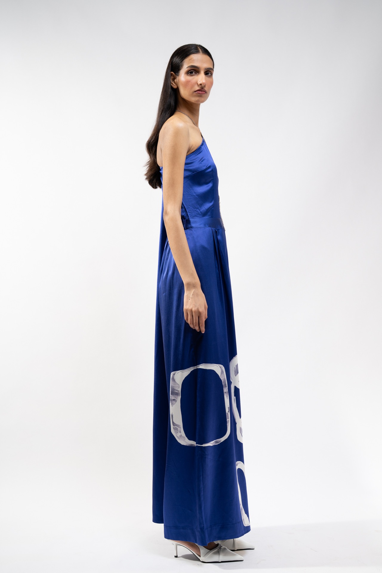 Abstract Print Silk Jumpsuit with Palla