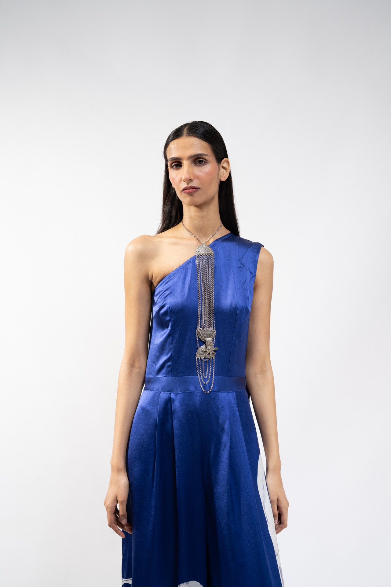 Abstract Print Silk Jumpsuit with Palla