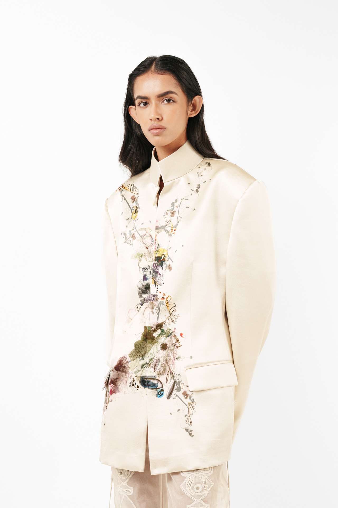 Printed Oversized Bandhgala