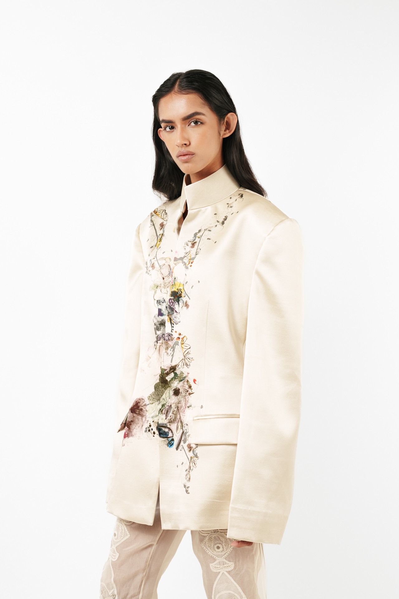 Printed Oversized Bandhgala