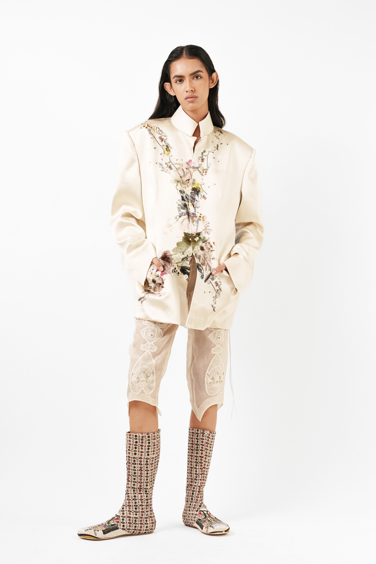 Printed Oversized Bandhgala