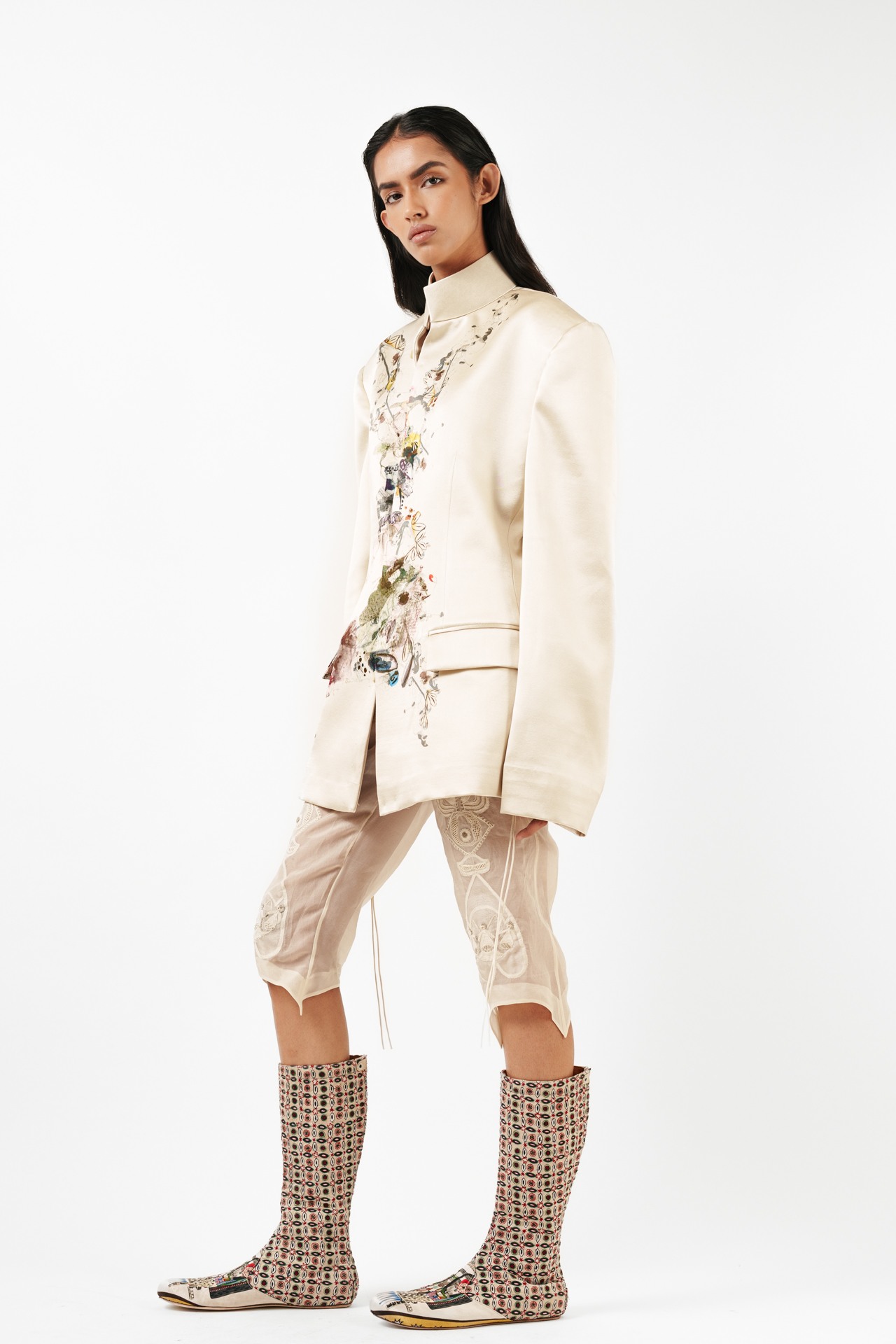 Printed Oversized Bandhgala