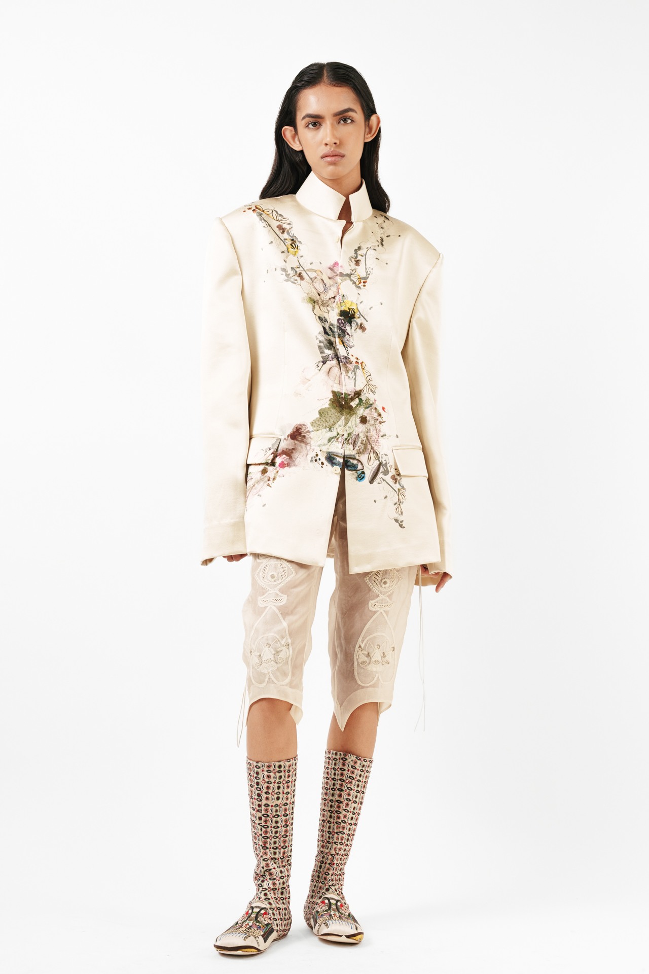 Printed Oversized Bandhgala