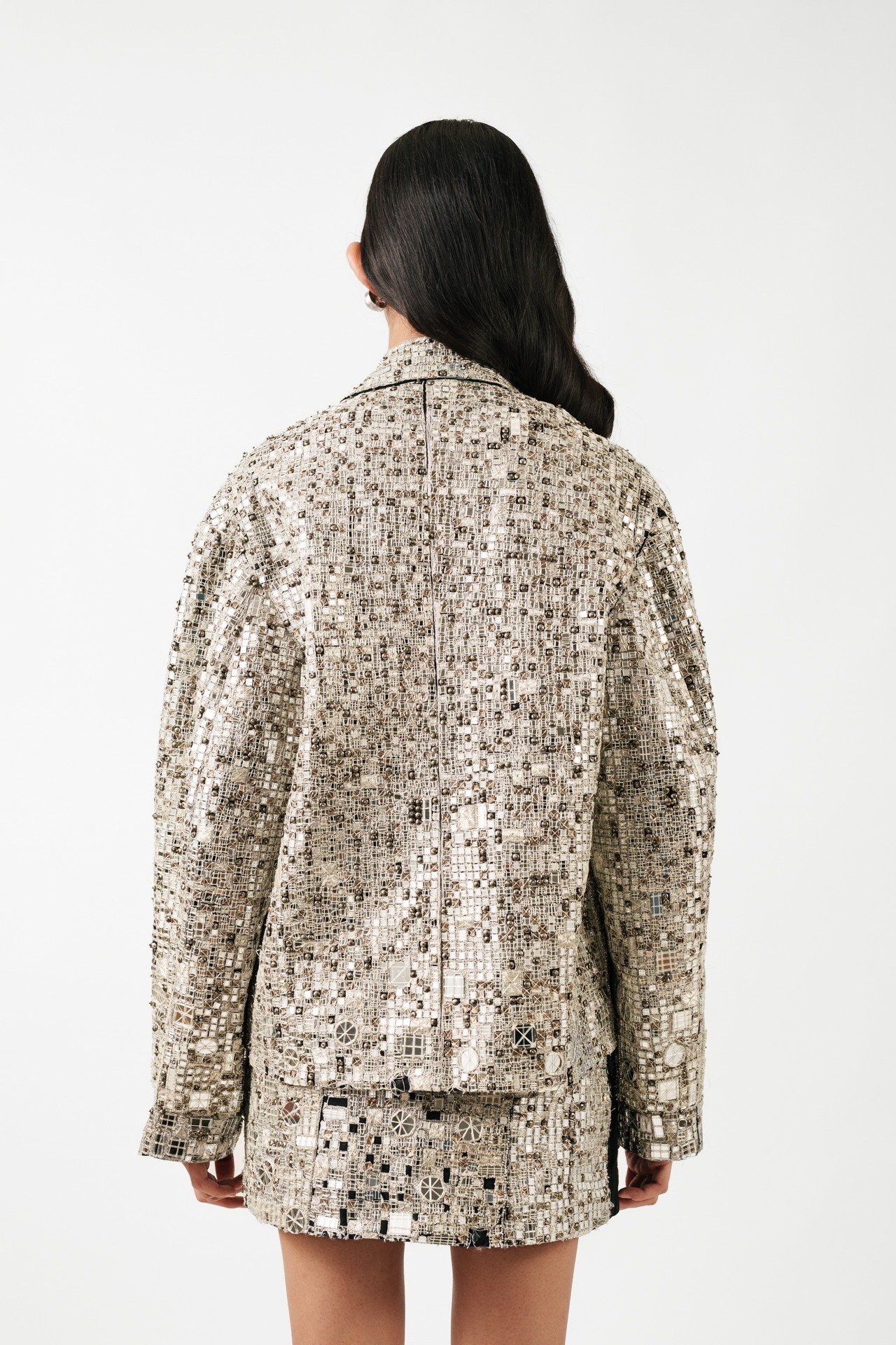 Deconstructed Mirror Work Short Skirt