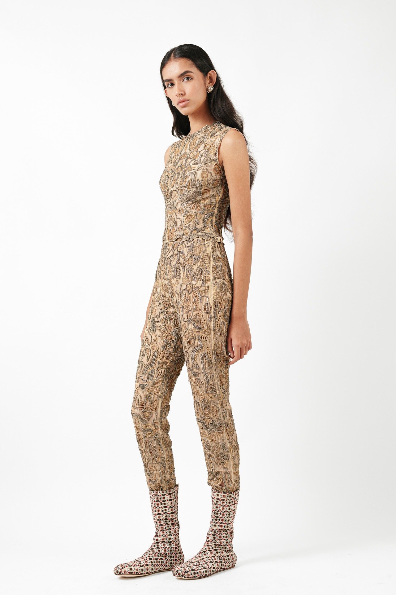 Fully Embroidered Cutwork Co-ord Set (Sleeveless Top + Fitted Pants)