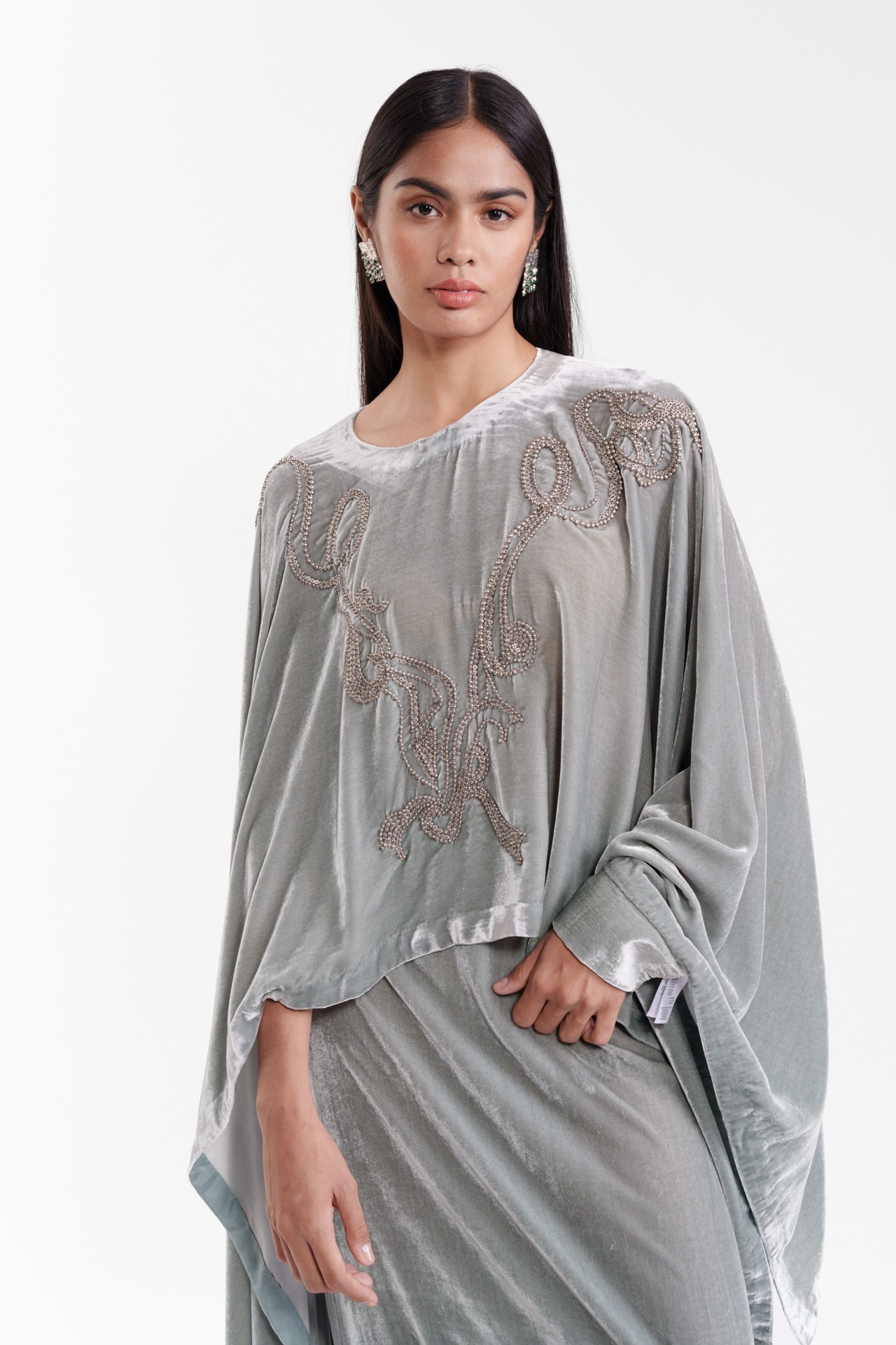 Dupatta Cape with Structured Lungi Skirt