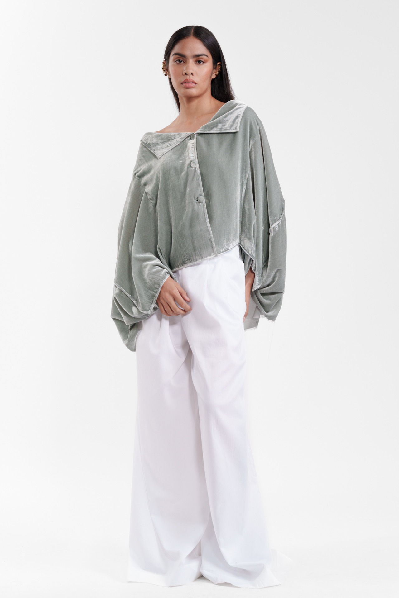 Fluid Draped Statement Jacket