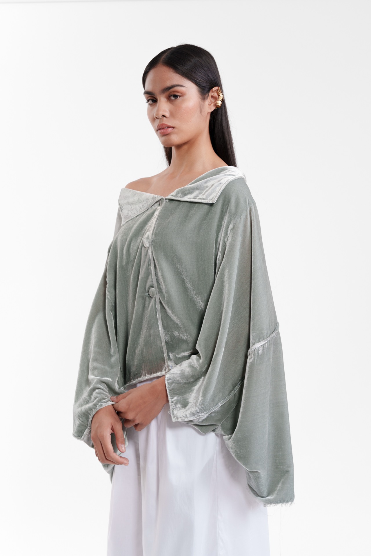 Fluid Draped Statement Jacket