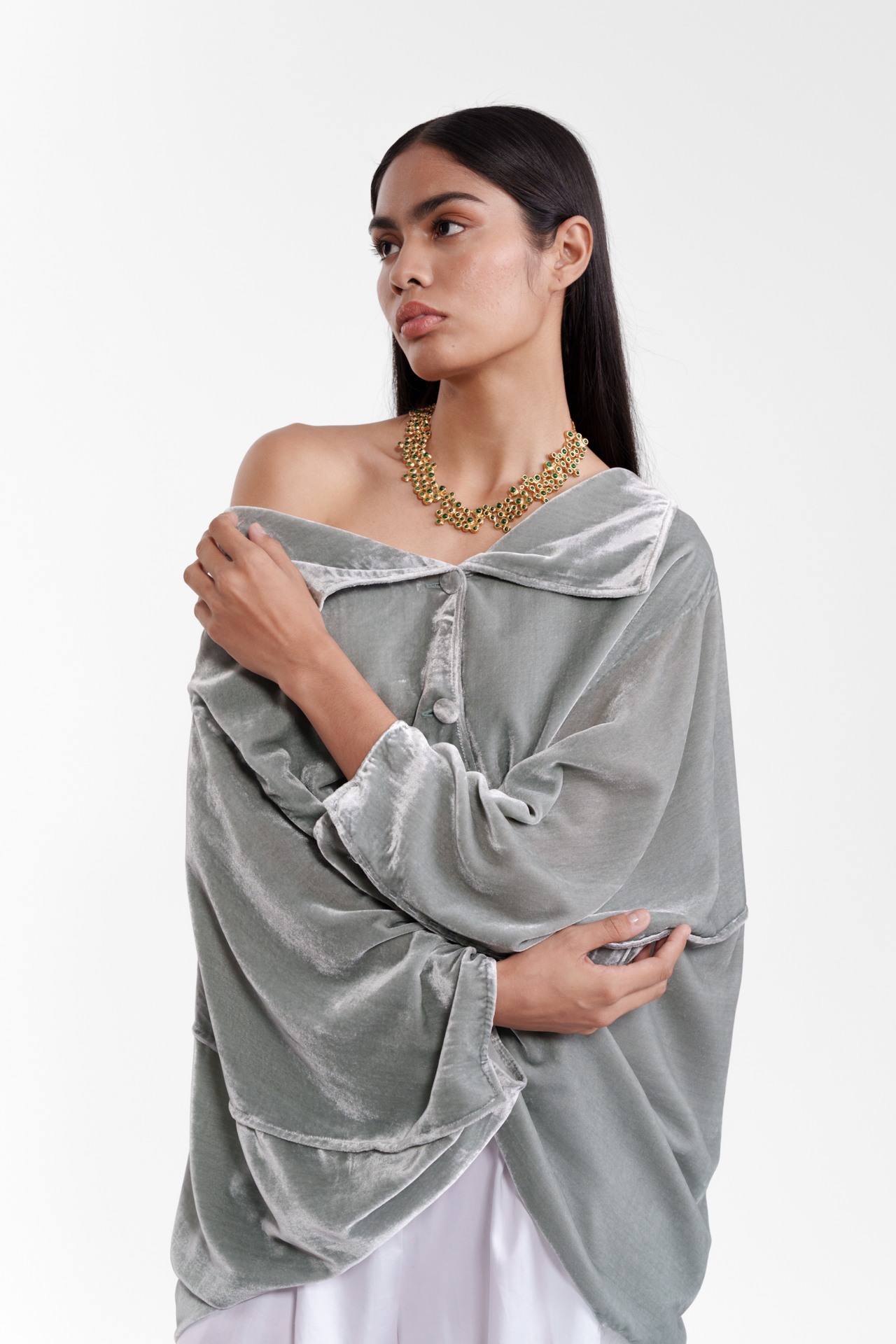 Fluid Draped Statement Jacket