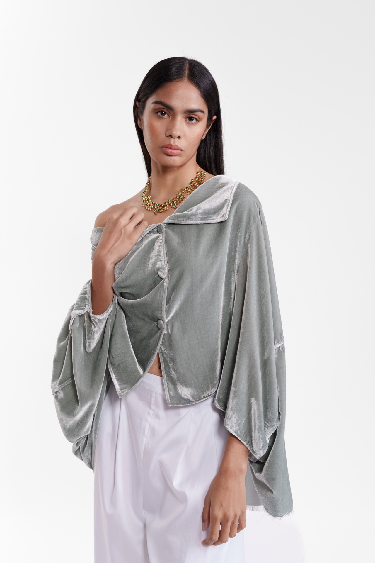 Fluid Draped Statement Jacket