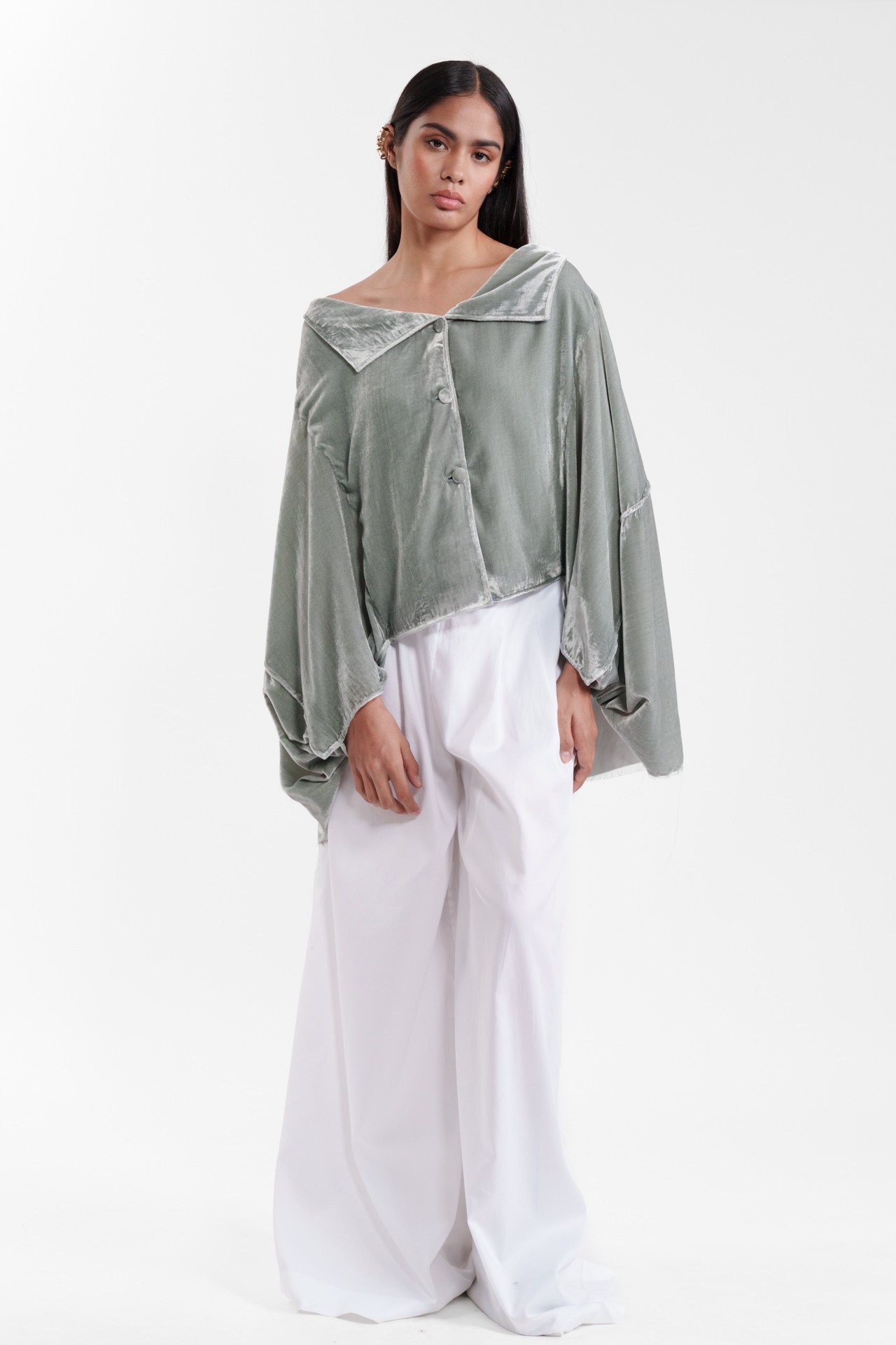 Fluid Draped Statement Jacket