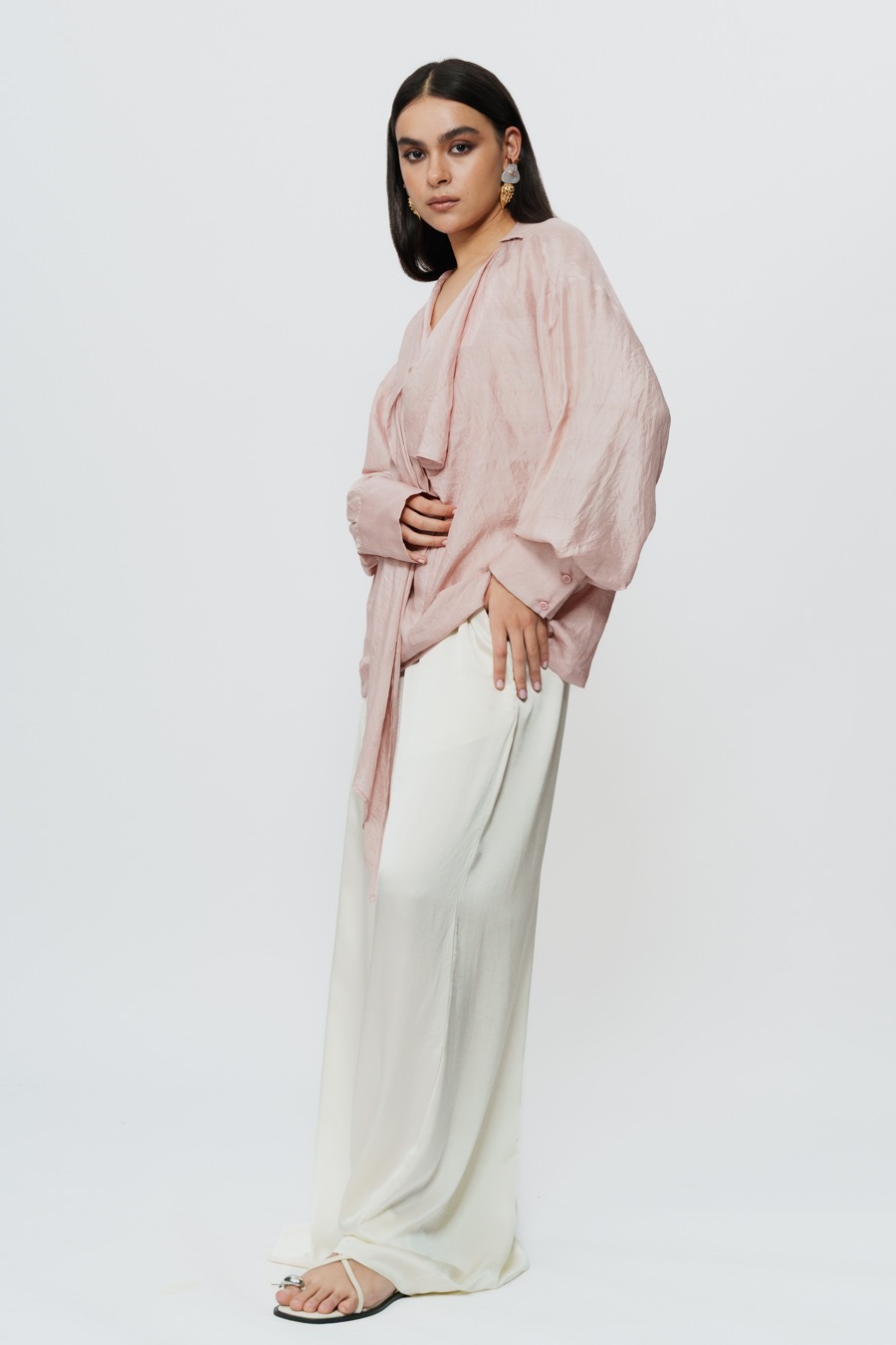 Old Rose Draped Shirt