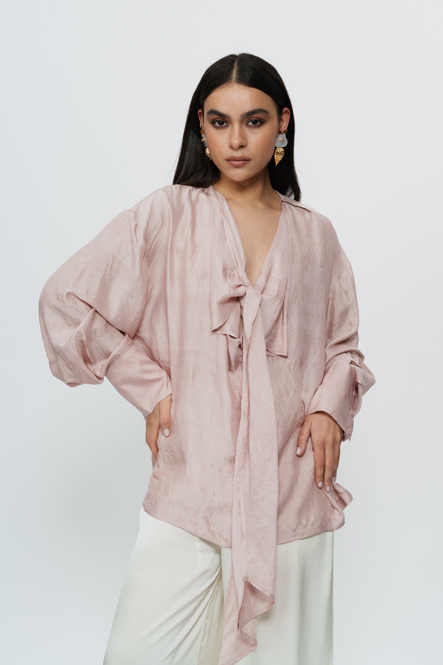 Old Rose Draped Shirt