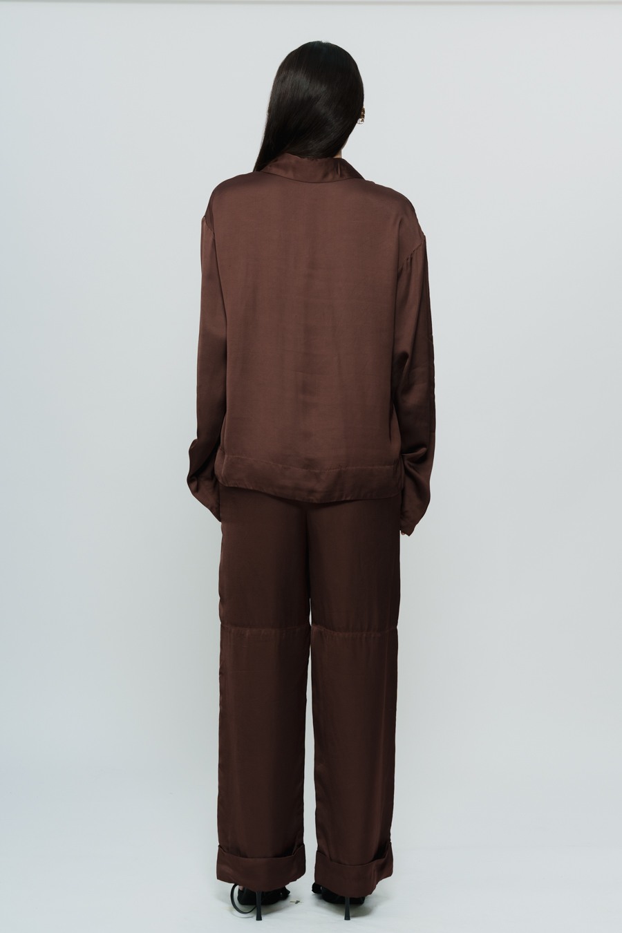 Dark Brown Silk Shirt & Trouser with AKOK Highlight