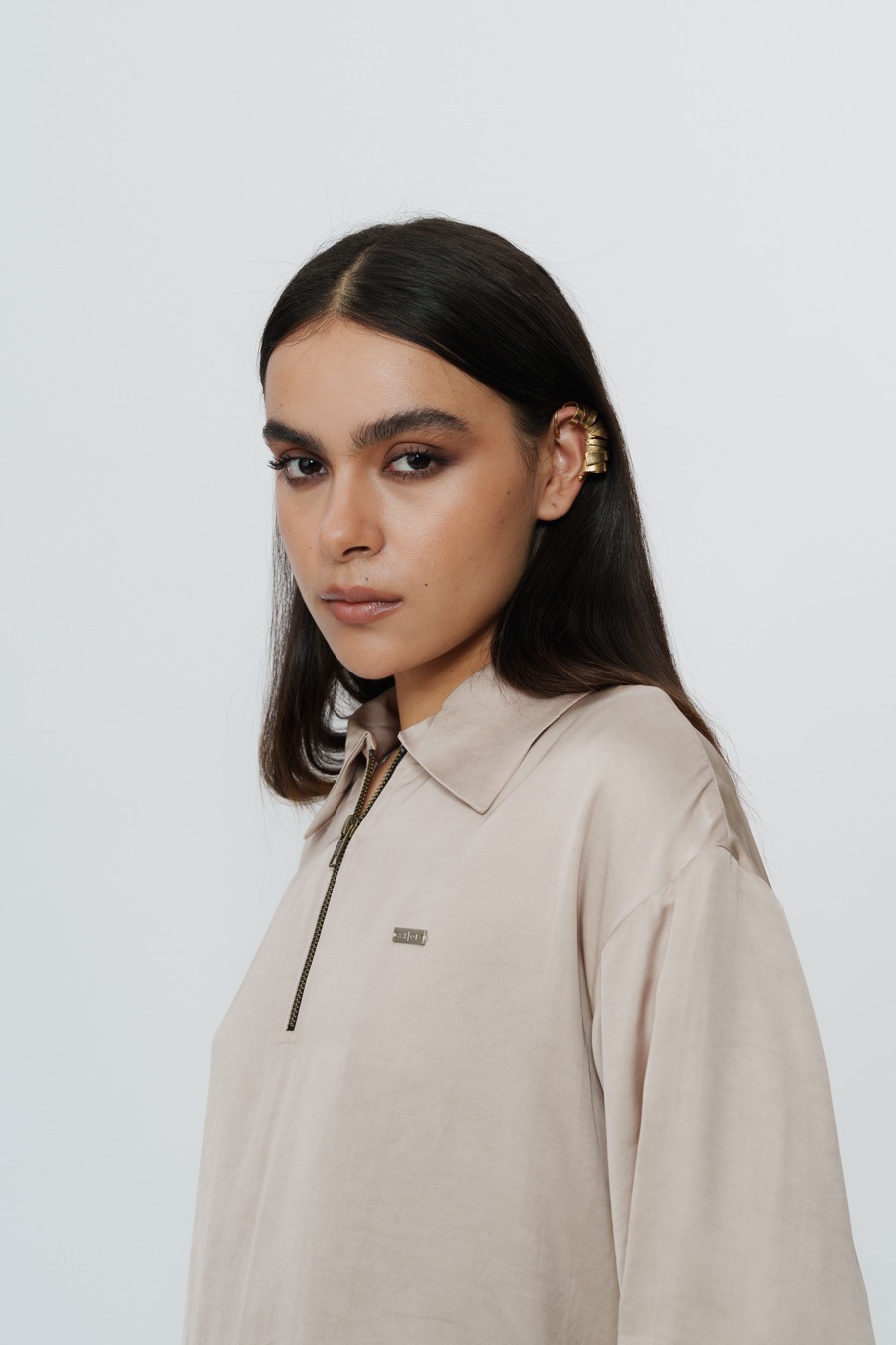 Khaki Silk Shirt & Trouser with AKOK Highlight