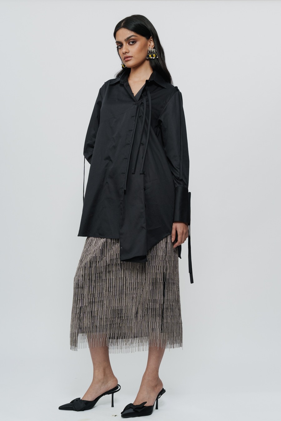 Short Shirt Dress with String Details