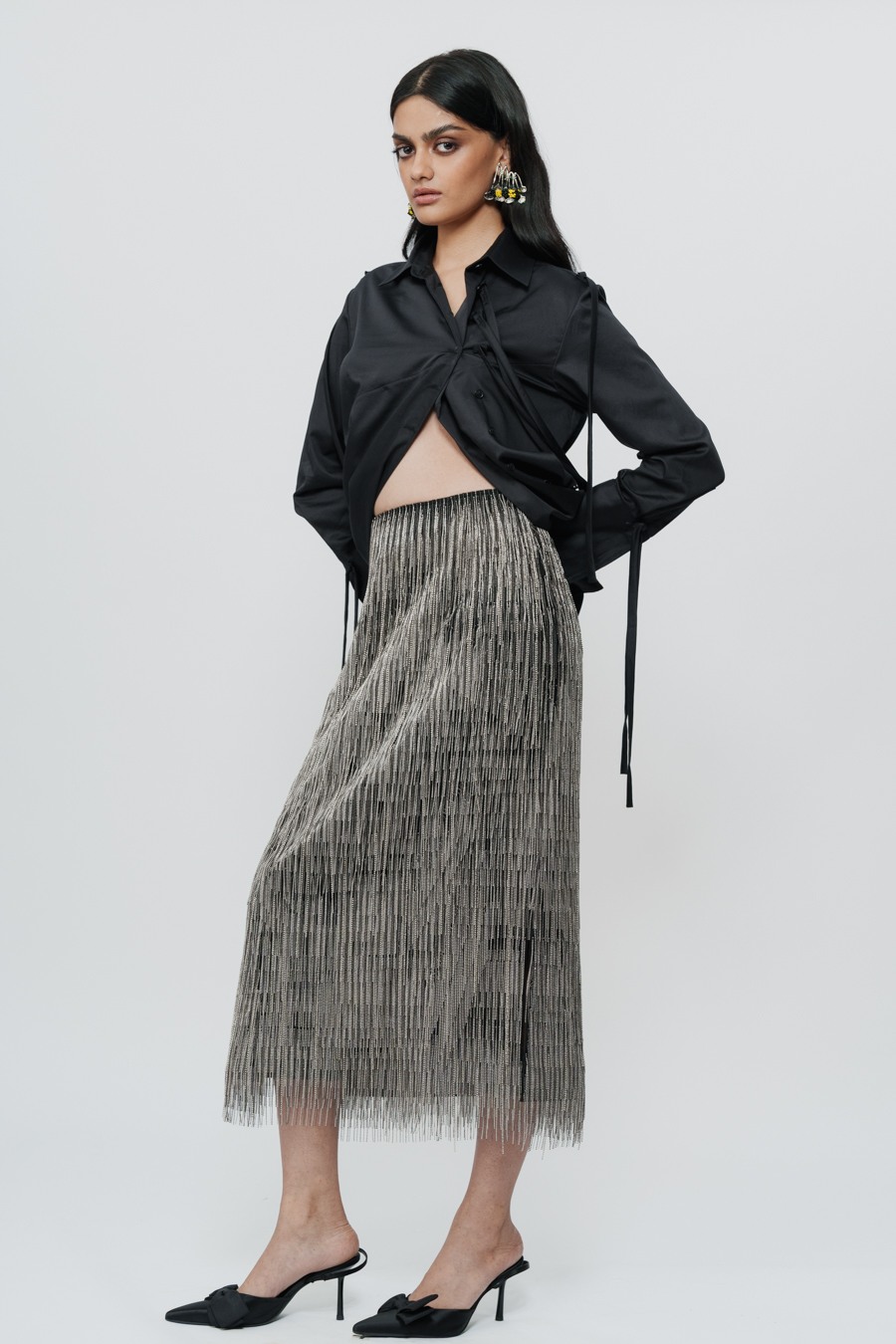 Short Shirt Dress with String Details