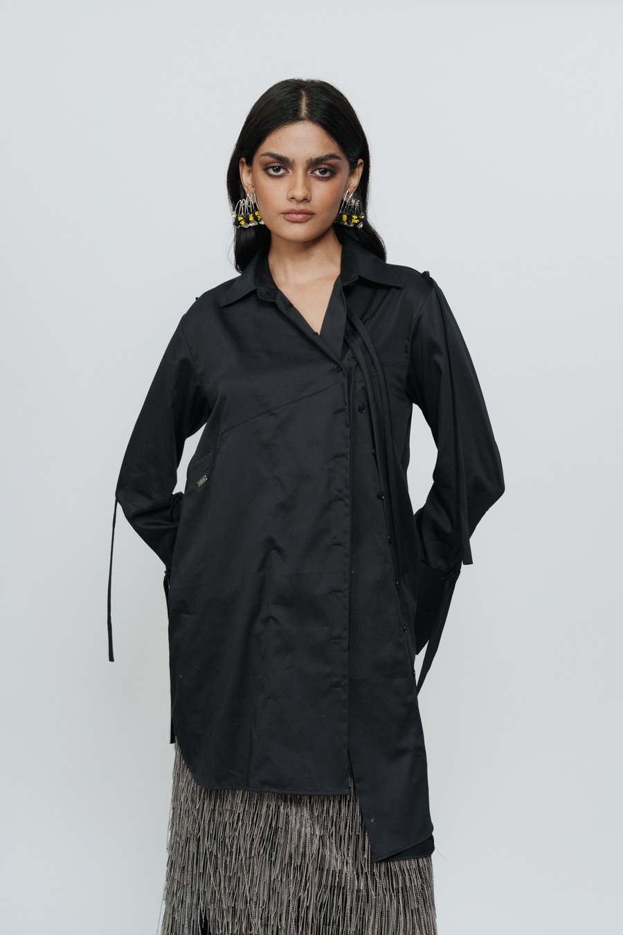 Short Shirt Dress with String Details