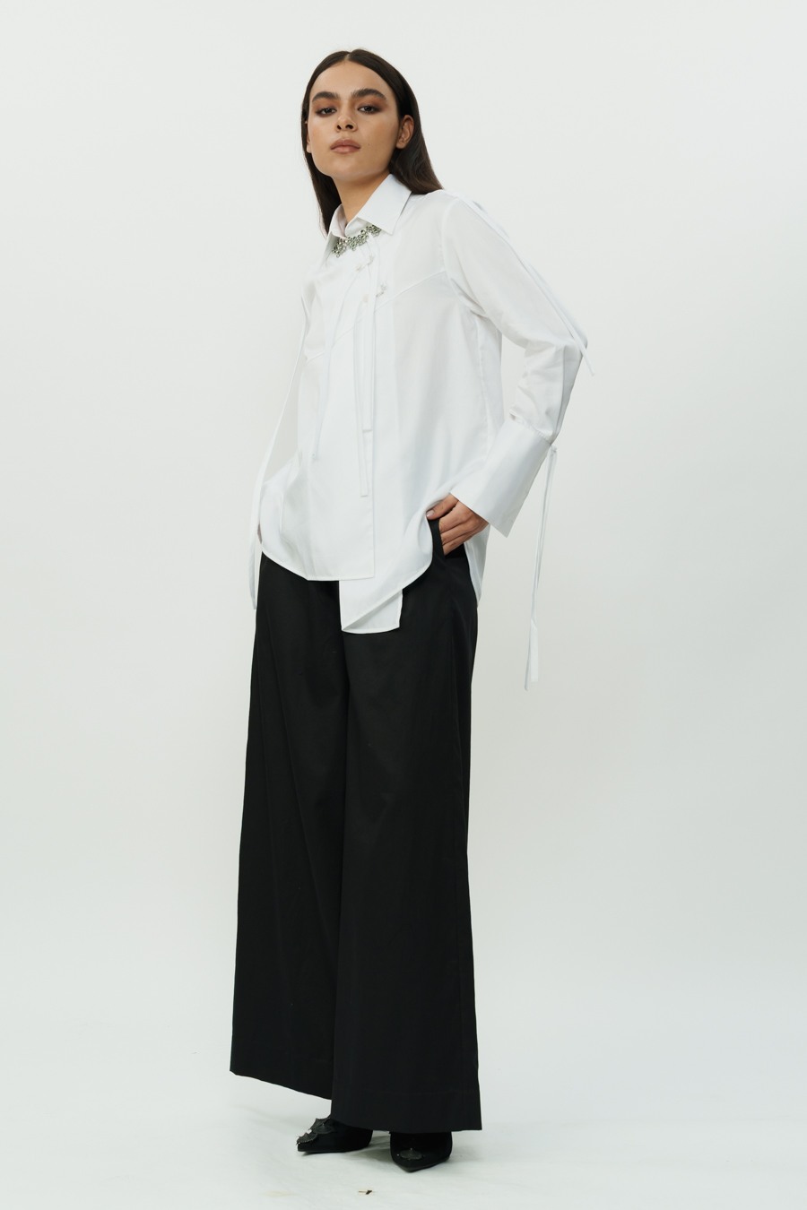 Black & White Shirt and Trouser with String Details