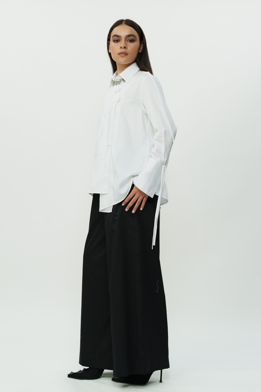 Black & White Shirt and Trouser with String Details