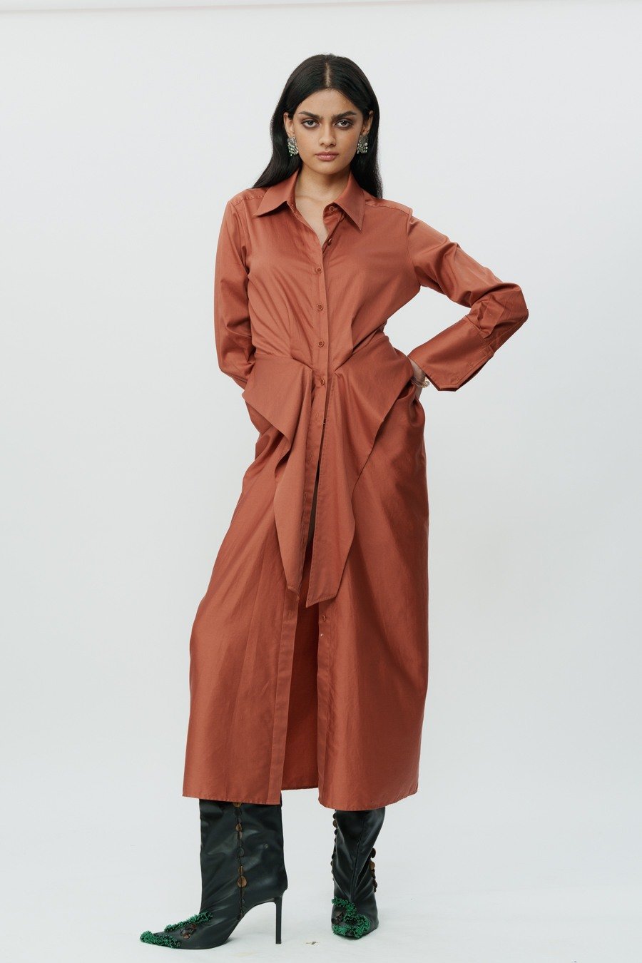 Burnt Orange Shirt Dress