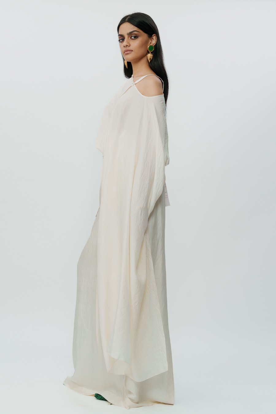 Off White Flared Sleeve Top with Long Skirt