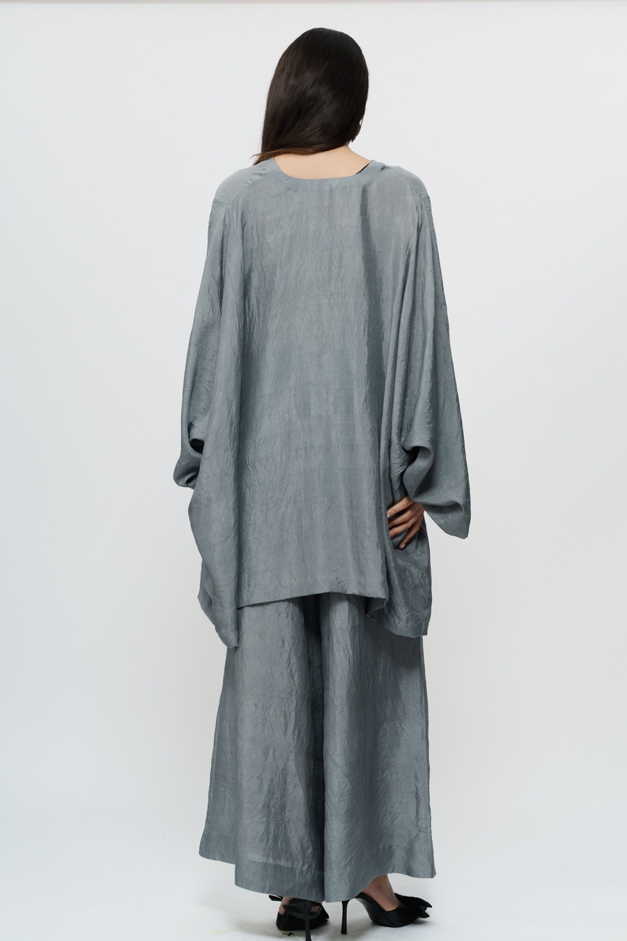 Grey Kaftan Kurta with Broad Pants