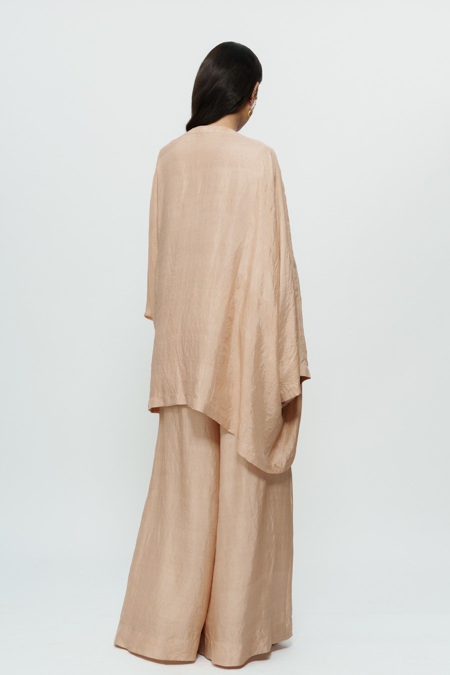 Beige Kaftan Kurta with Broad Pants