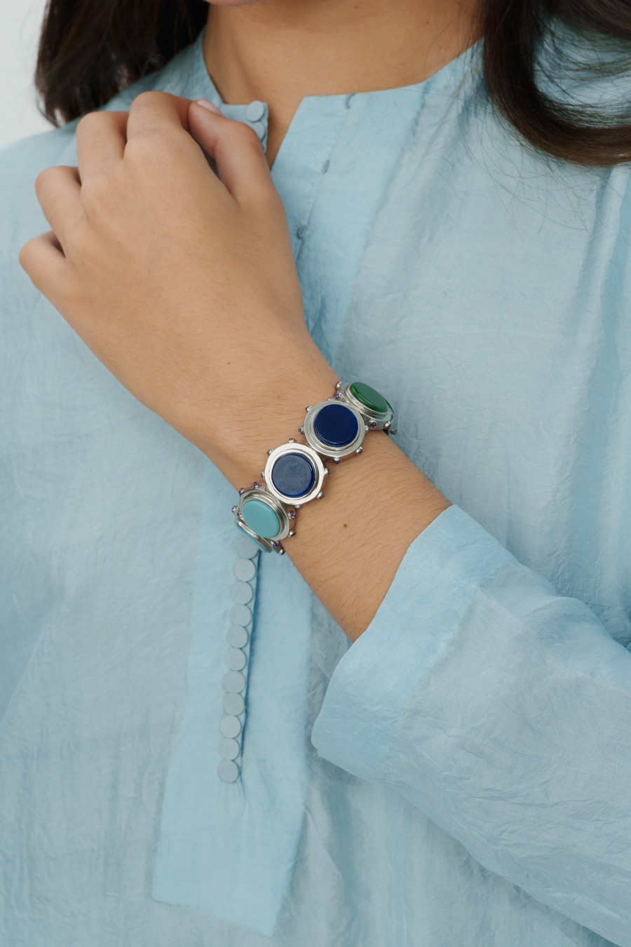 Ice Blue Long Kaftan with Pants