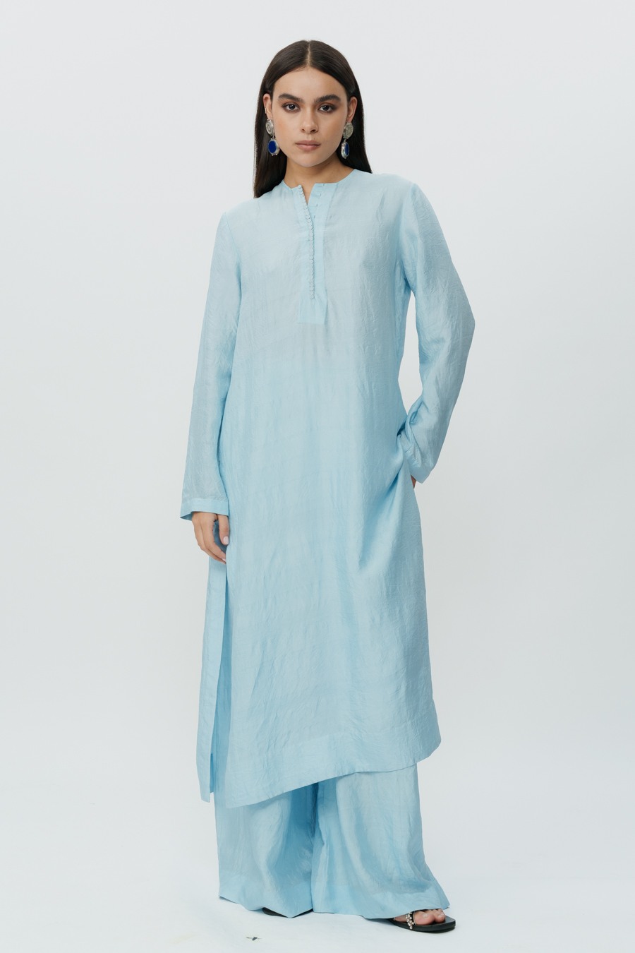 Ice Blue Long Kaftan with Pants