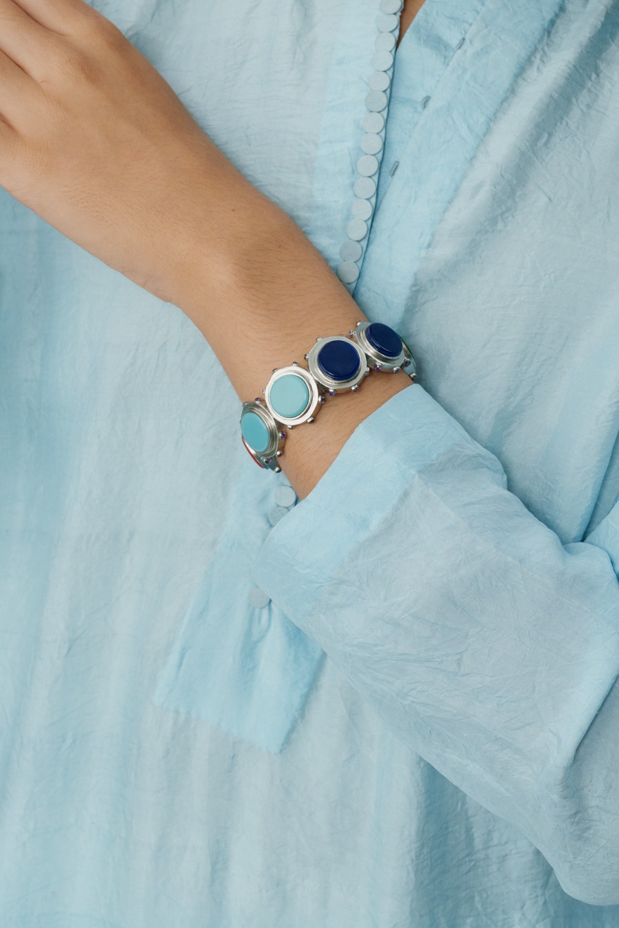 Ice Blue Long Kaftan with Pants