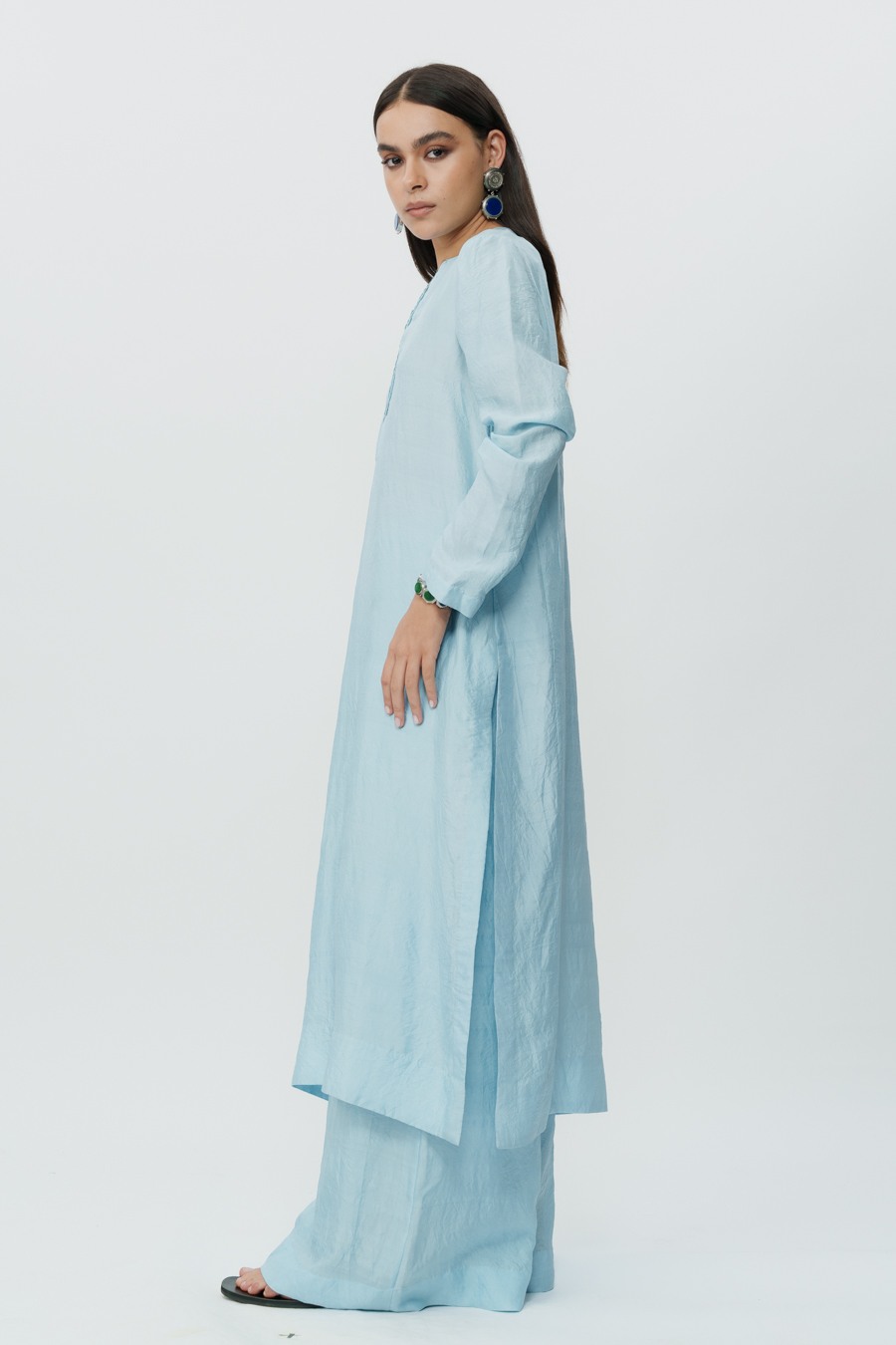 Ice Blue Long Kaftan with Pants