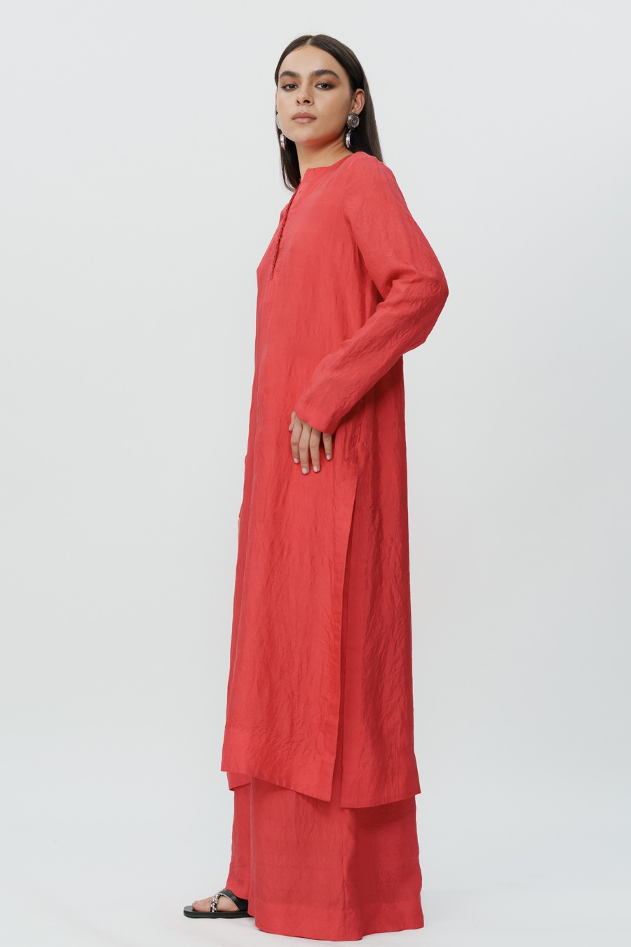 Red Long Kaftan with Pants