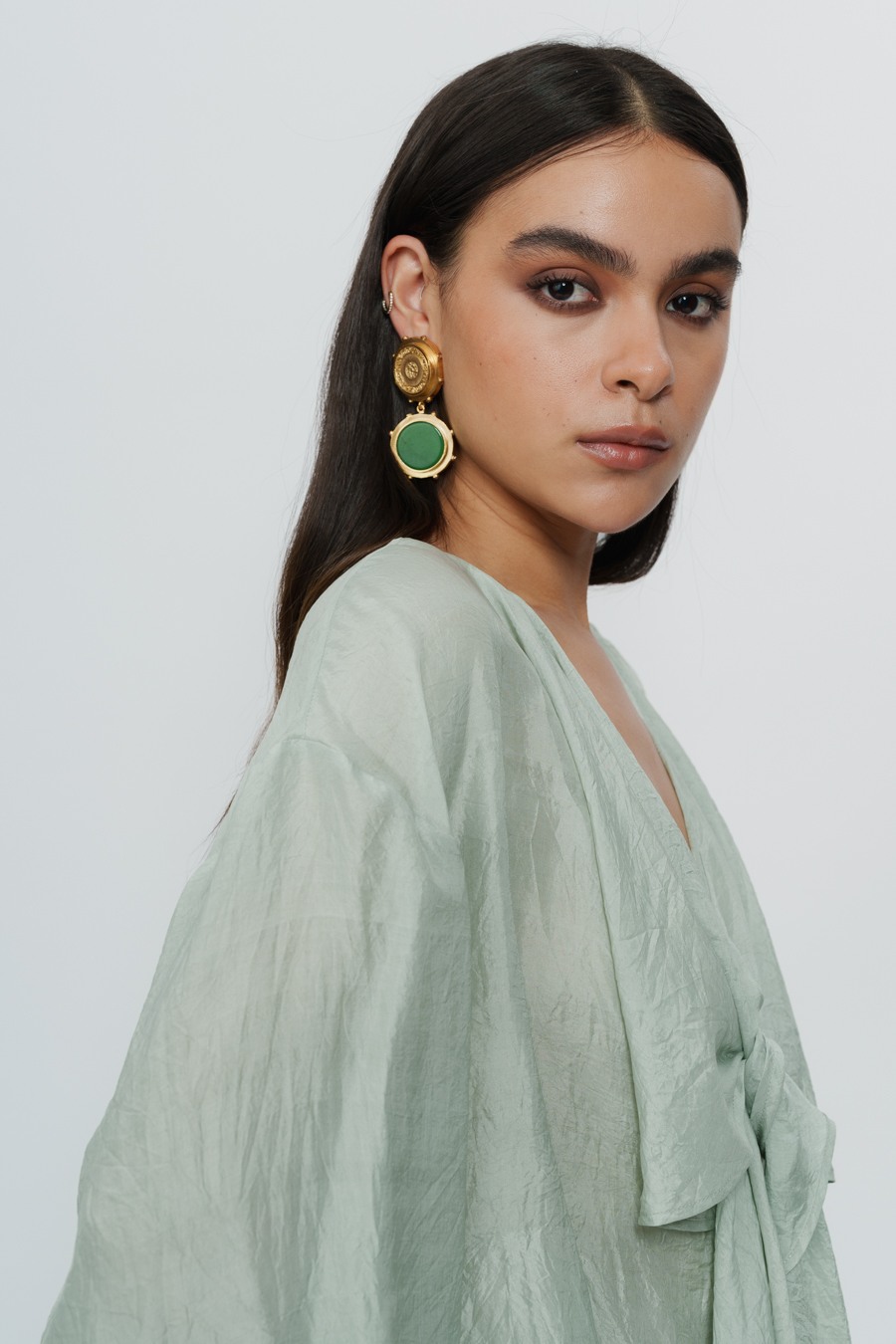 Sage Green Draped Shirt