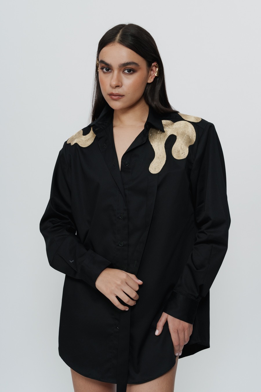 Shirt Dress with Highlighted Shoulder