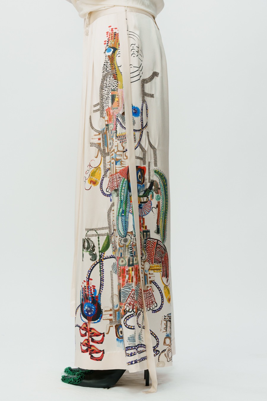 Astral Print Off White Broad Pants