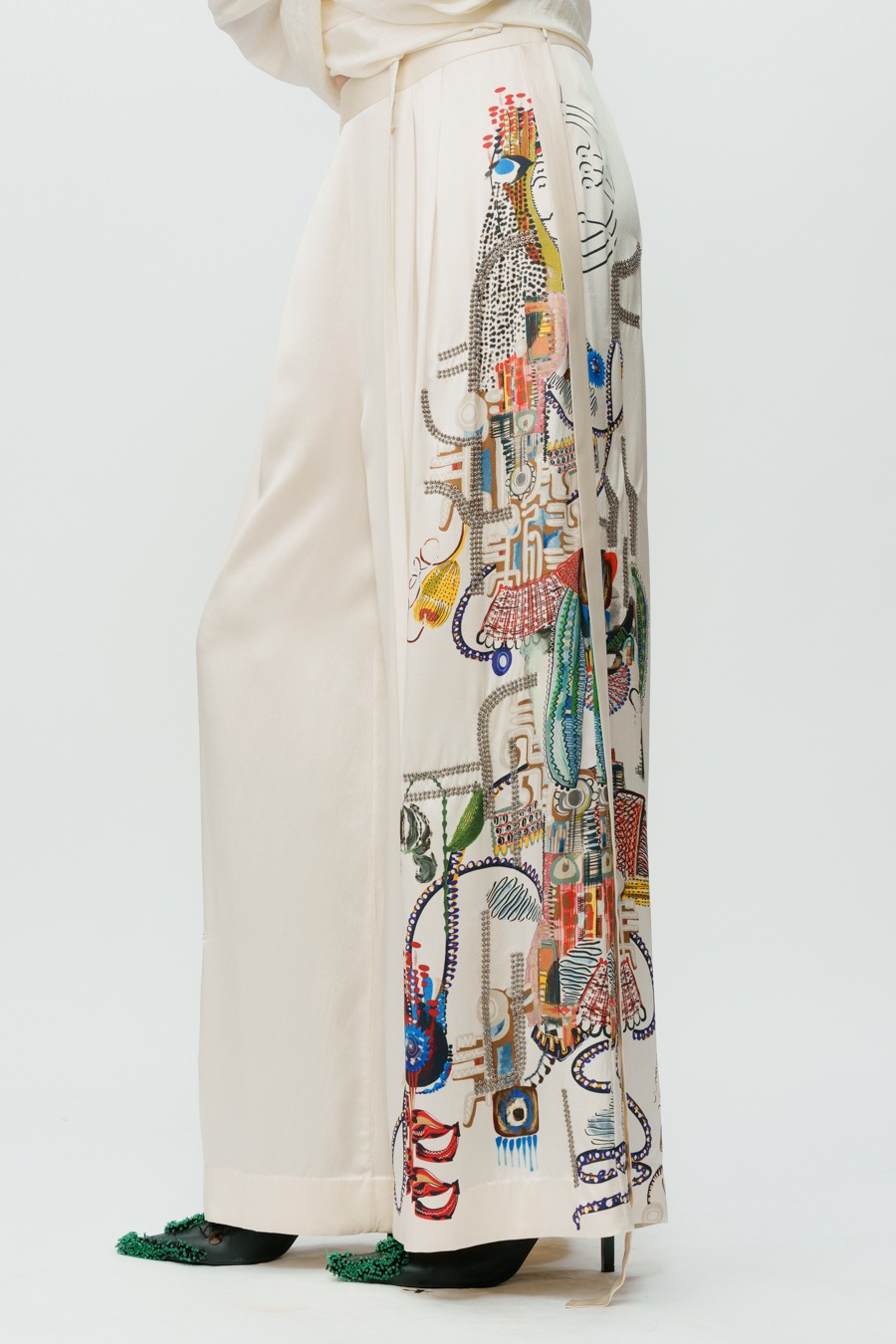Astral Print Off White Broad Pants
