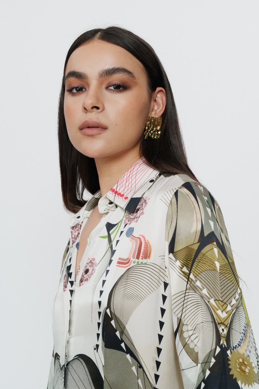 Astral Print Asymmetric Short Dress