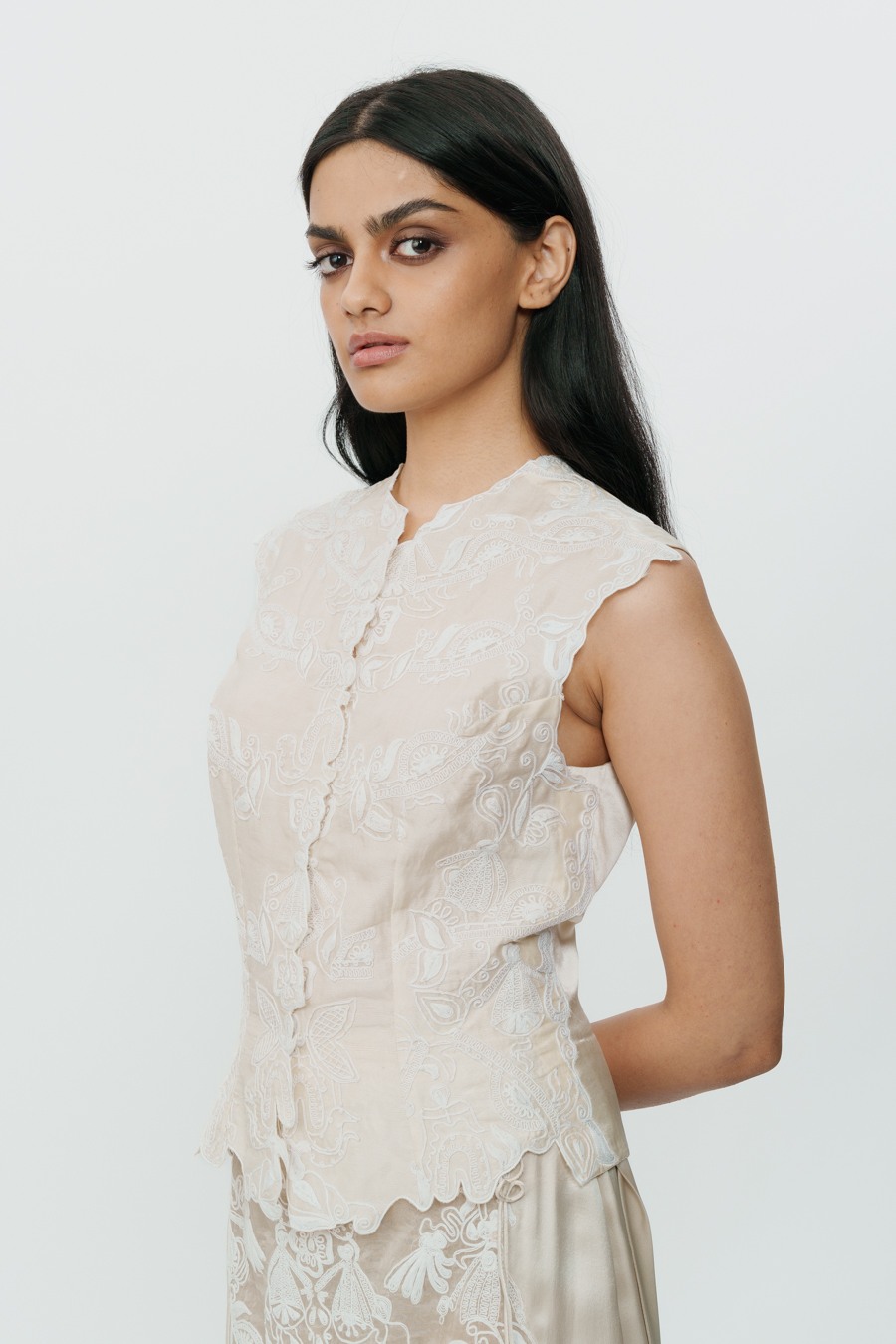 Ivory Lace Chikankari Skirt